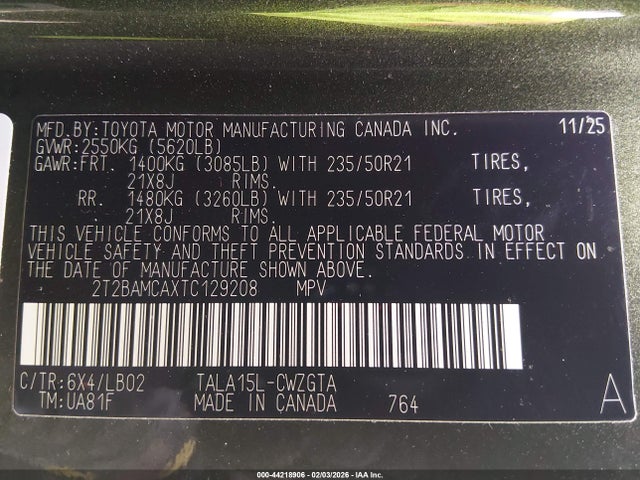 Aukcja sprzedaży 2026 Lexus Rx 350 Premium+, vin: 2T2BAMCAXTC129208, numer aukcji: 44218906