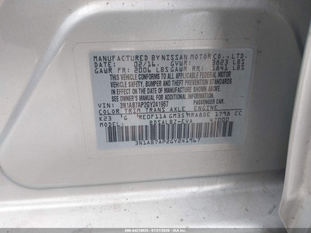 3N1AB7AP2GY241967 Nissan SENTRA S
