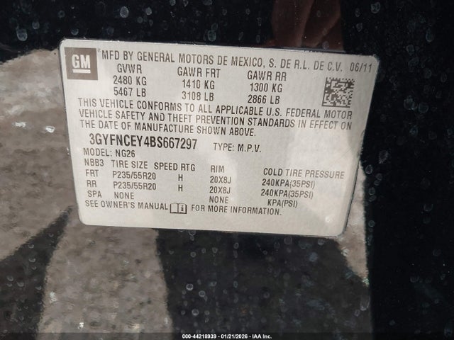 2011 CADILLAC SRX 3GYFNCEY4BS667297 Photo 8