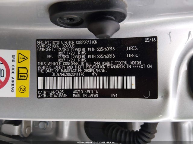 Aukcja sprzedaży 2016 Lexus Nx 200t, vin: JTJYARBZ8G2041178, numer aukcji: 44218944