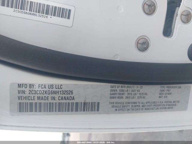 2022 DODGE CHALLENGER 2C3CDZKG6NH132526 Photo 8