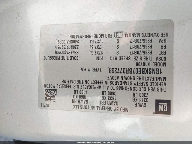 2011 CHEVROLET TAHOE 1GNSKBE07BR377258 Photo 8