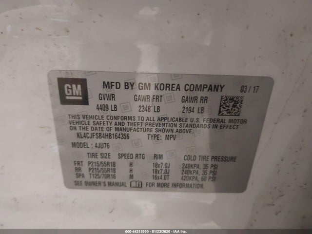 2017 BUICK ENCORE KL4CJFSB4HB164356 Photo 8