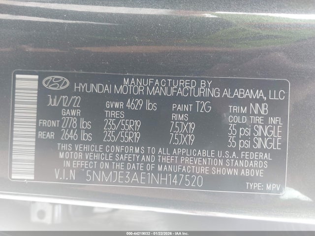 2022 HYUNDAI TUCSON 5NMJE3AE1NH147520 Photo 8