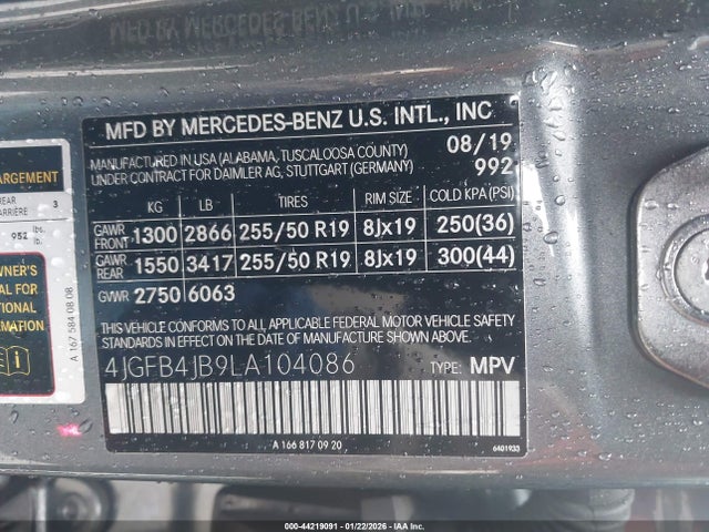 Продаж на аукціоні авто 2020 Mercedes-benz Gle 350, vin: 4JGFB4JB9LA104086, номер лоту: 44219091