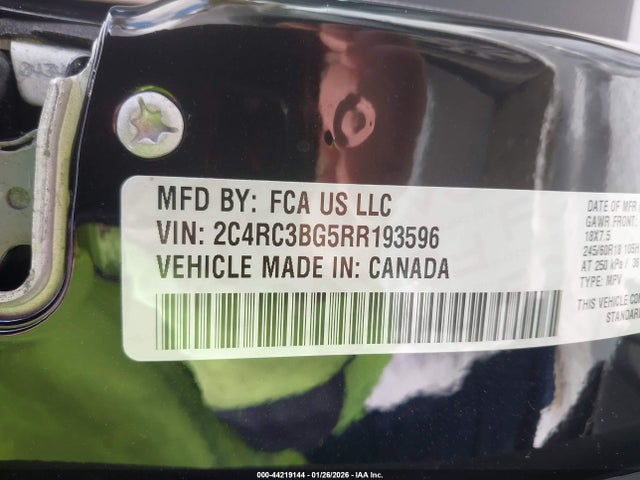 44219144 :رقم المزاد ، 2C4RC3BG5RR193596 vin ، 2024 Chrysler Pacifica Touring L Awd مزاد بيع