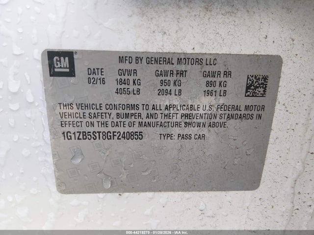 Aukcja sprzedaży 2016 Chevrolet Malibu Ls, vin: 1G1ZB5ST8GF240855, numer aukcji: 44219270