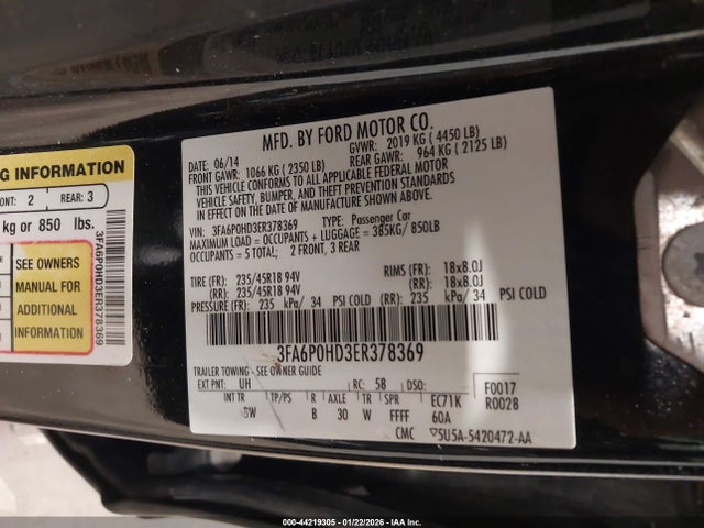 Ford FUSION SE 2014 3FA6P0HD3ER378369 Image 9