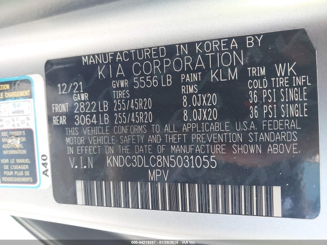 KIA Ev6 Gt-line 2022 KNDC3DLC8N5031055 Image 9