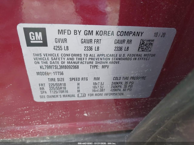 2021 CHEVROLET TRAILBLAZER KL79MTSL3MB092068 Photo 8