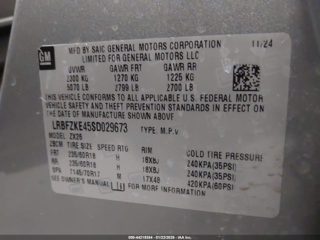 Aukcja sprzedaży 2025 Buick Envision Preferred Awd, vin: LRBFZKE45SD029673, numer aukcji: 44219384