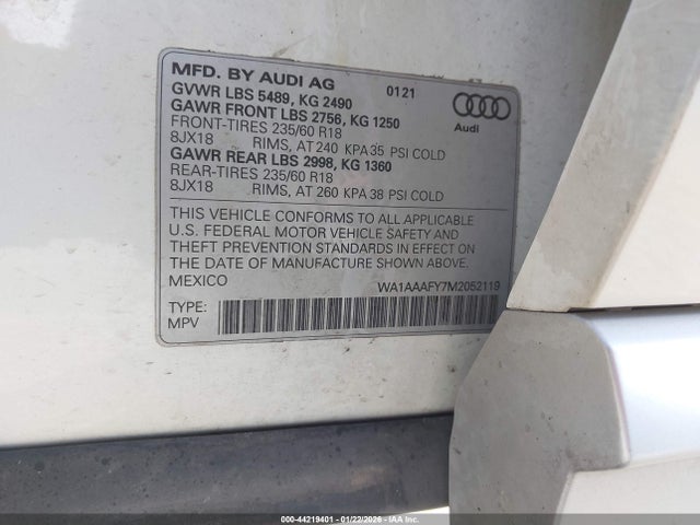 44219401 :رقم المزاد ، WA1AAAFY7M2052119 vin ، 2021 Audi Q5 Premium 45 Tfsi Quattro S Tronic مزاد بيع