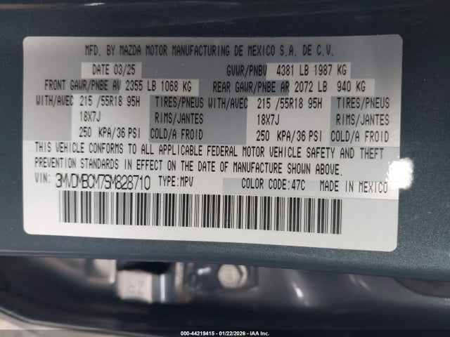 Продаж на аукціоні авто 2025 Mazda Cx-30 2.5 S Carbon Edition, vin: 3MVDMBCM7SM828710, номер лоту: 44219415