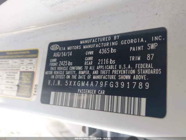 5XXGM4A79FG391789 KIA Optima Lx