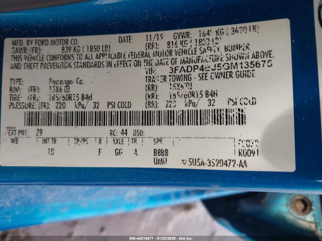 2016 FORD FIESTA 3FADP4BJ5GM135675 Photo 8