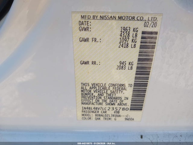 2020 NISSAN ALTIMA 1N4BL4BV7LC235780 Photo 8