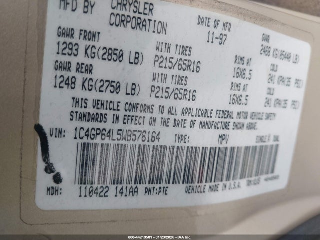 1998 CHRYSLER TOWN & COUNTRY 1C4GP64L5WB576164 Photo 8