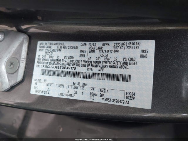Ford ESCAPE SE 2014 1FMCU9G92EUB49175 Image 9