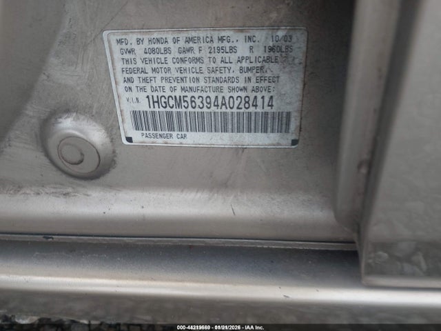 Продажа на аукционе авто 2004 Honda Accord 2.4 Lx, vin: 1HGCM56394A028414, номер лота: 44219660