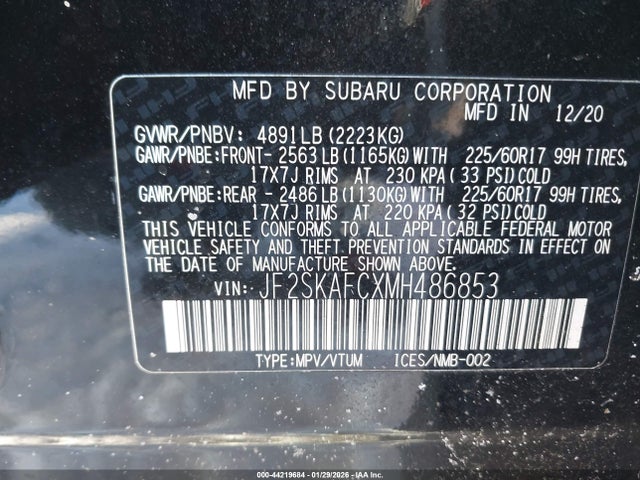 JF2SKAFCXMH486853 Subaru Forester Premium