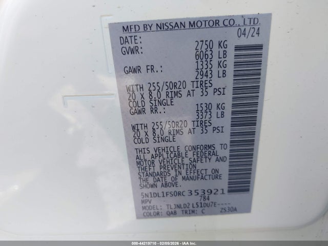 Продажа на аукционе авто 2024 Infiniti Qx60 Luxe Awd, vin: 5N1DL1FS0RC353921, номер лота: 44219710
