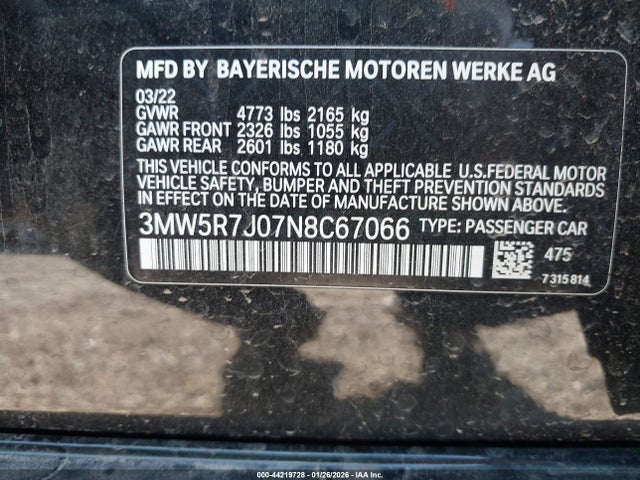 2022 BMW 330I 3MW5R7J07N8C67066 Photo 8