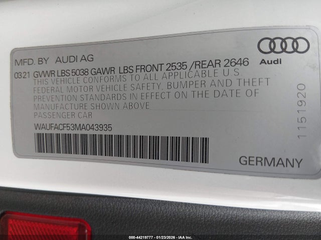 2021 AUDI A5 SPORTBACK WAUFACF53MA043935 Photo 8