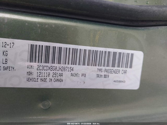 2C3CDXBG0JH207154 Dodge Charger Sxt Rwd