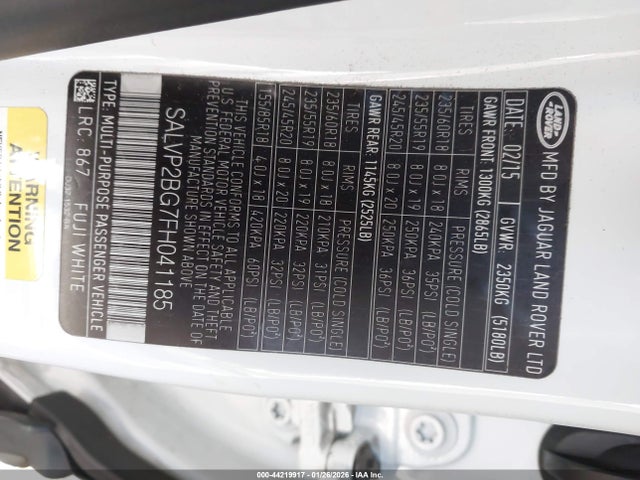 SALVP2BG7FH041185 Land Rover RANGE ROVE