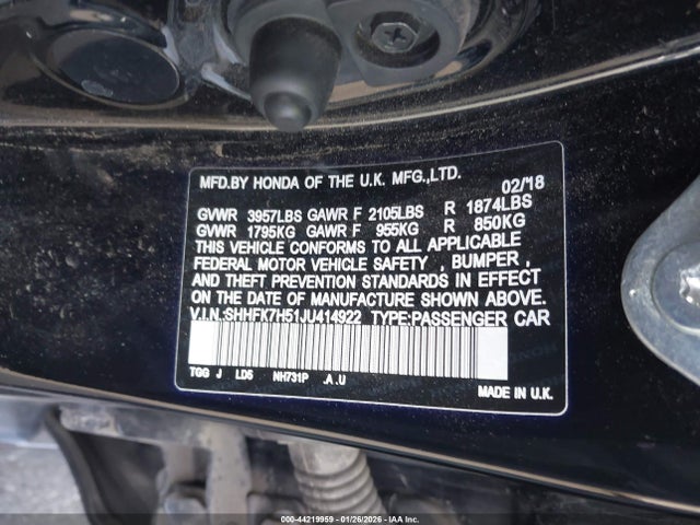 SHHFK7H51JU414922 Honda CIVIC EX