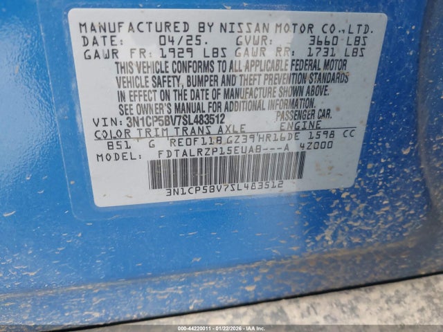3N1CP5BV7SL483512 Nissan Kicks Play S