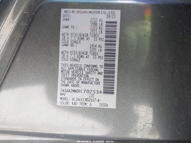 Nissan Pathfinder Sv 2015 5N1AR2MN0FC707534 Image 9