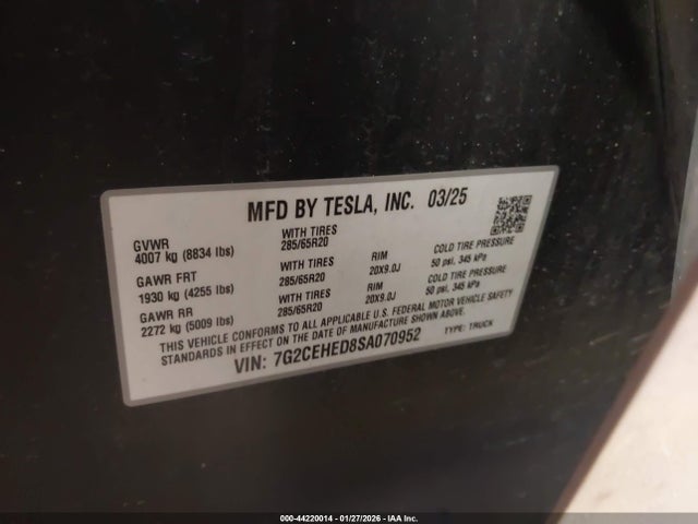 2025 TESLA CYBERTRUCK 7G2CEHED8SA070952 Photo 8