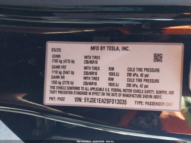 2025 TESLA MODEL 3 5YJ3E1EA2SF013035 Photo 8