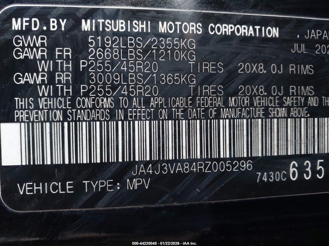 Продаж на аукціоні авто 2024 Mitsubishi Outlander Se 2.5 2wd, vin: JA4J3VA84RZ005296, номер лоту: 44220048