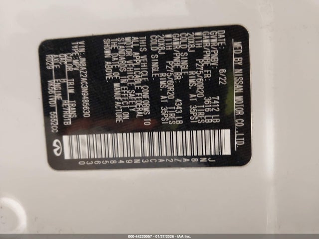 JN8AZ2AC3N9485630 Infiniti Qx80 Luxe Awd