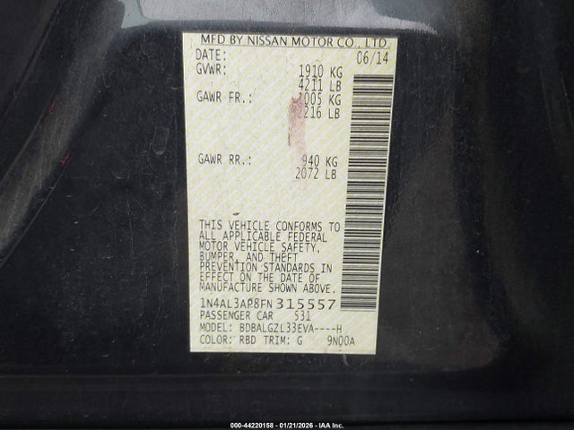 1N4AL3AP8FN315557 Nissan Altima 2.5 S