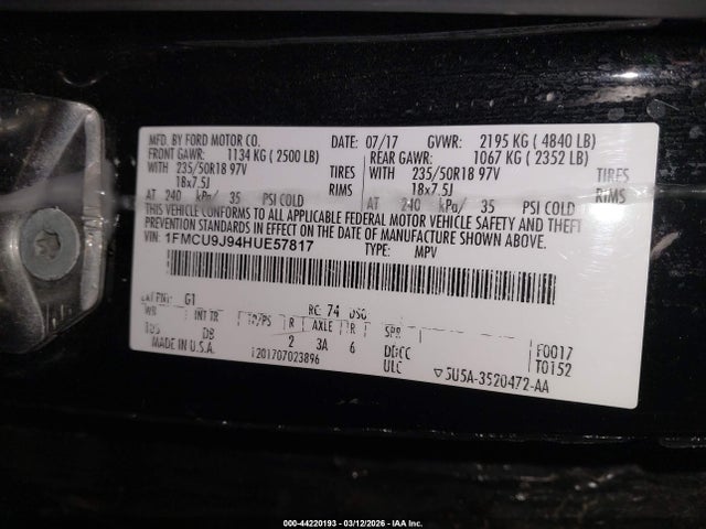 Ford Escape Titanium 2017 1FMCU9J94HUE57817 Image 9