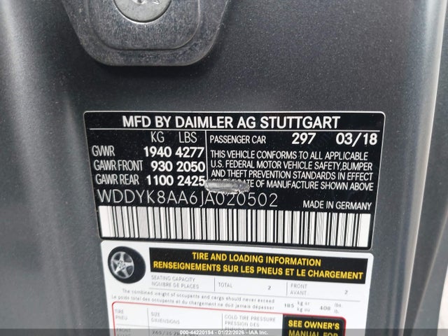 2018 MERCEDES-BENZ AMG GT C WDDYK8AA6JA020502 Photo 8