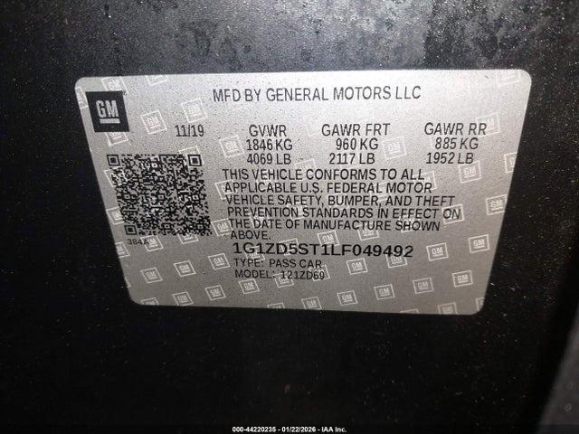 1G1ZD5ST1LF049492 Chevrolet Malibu Fwd Lt