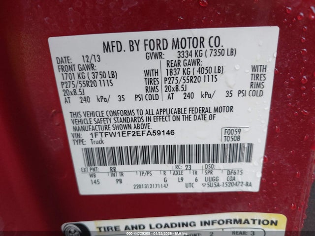1FTFW1EF2EFA59146 Ford F-150 Platinum