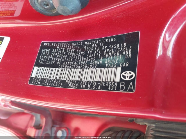 Toyota Corolla S Plus 2016 5YFBURHE5GP506022 Image 9