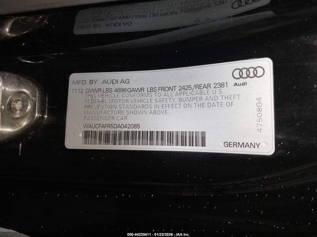 Aukcja sprzedaży 2013 Audi A5 2.0t Premium, vin: WAUCFAFR5DA042085, numer aukcji: 44220411