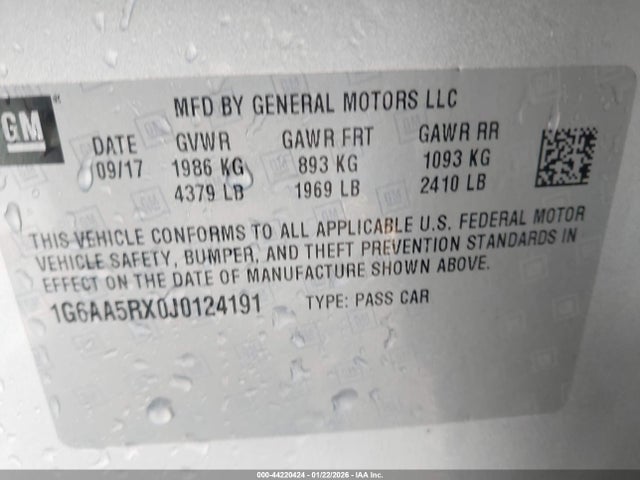 Aukcja sprzedaży 2018 Cadillac Ats Standard, vin: 1G6AA5RX0J0124191, numer aukcji: 44220424