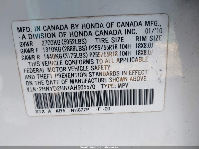 2010 ACURA MDX 2HNYD2H67AH505570 Photo 8