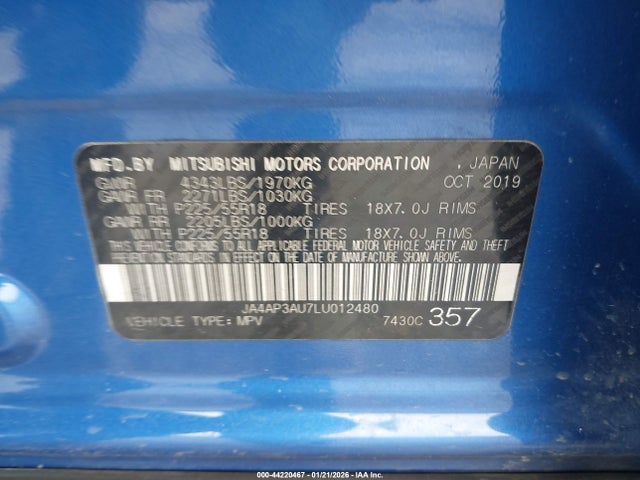 2020 MITSUBISHI OUTLANDER SPORT JA4AP3AU7LU012480 Photo 8