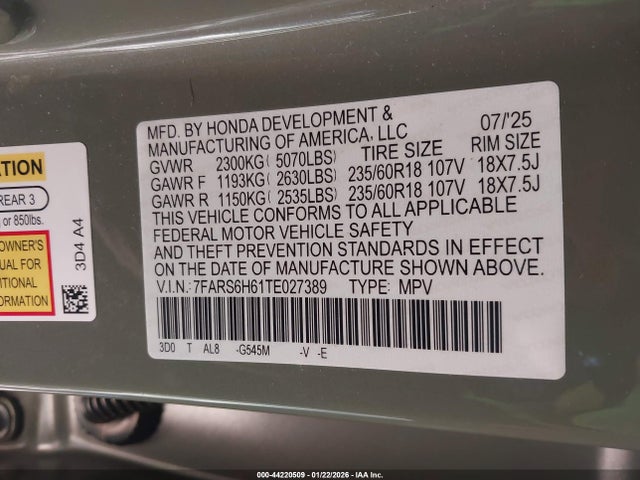 7FARS6H61TE027389 Honda Cr-v Hybrid Awd Trailsport