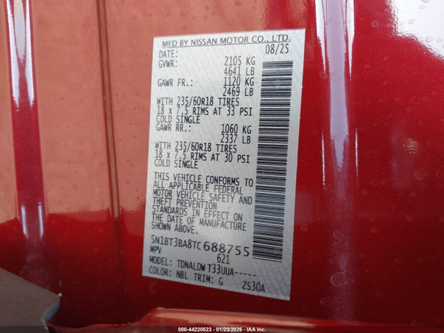 5N1BT3BA8TC688755 Nissan ROGUE SV