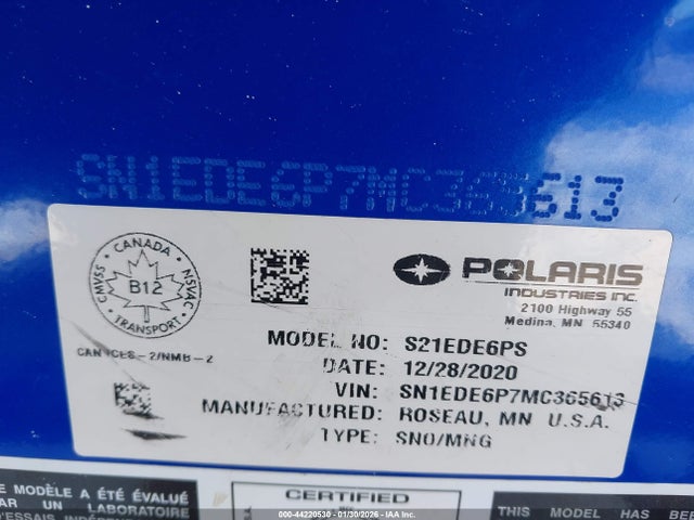 Polaris Indy 600 Classic 2021 SN1EDE6P7MC365613 Image 9