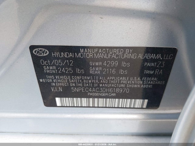 2013 HYUNDAI SONATA 5NPEC4AC3DH618970 Photo 8